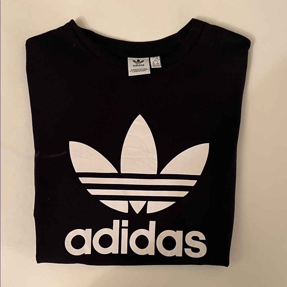 Adidas Black Tee with White Trefoil Logo